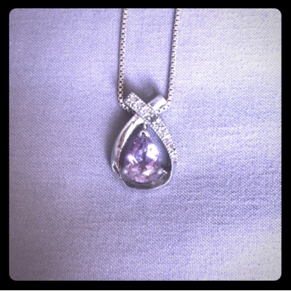 Amethyst necklace with tiny diamond accent